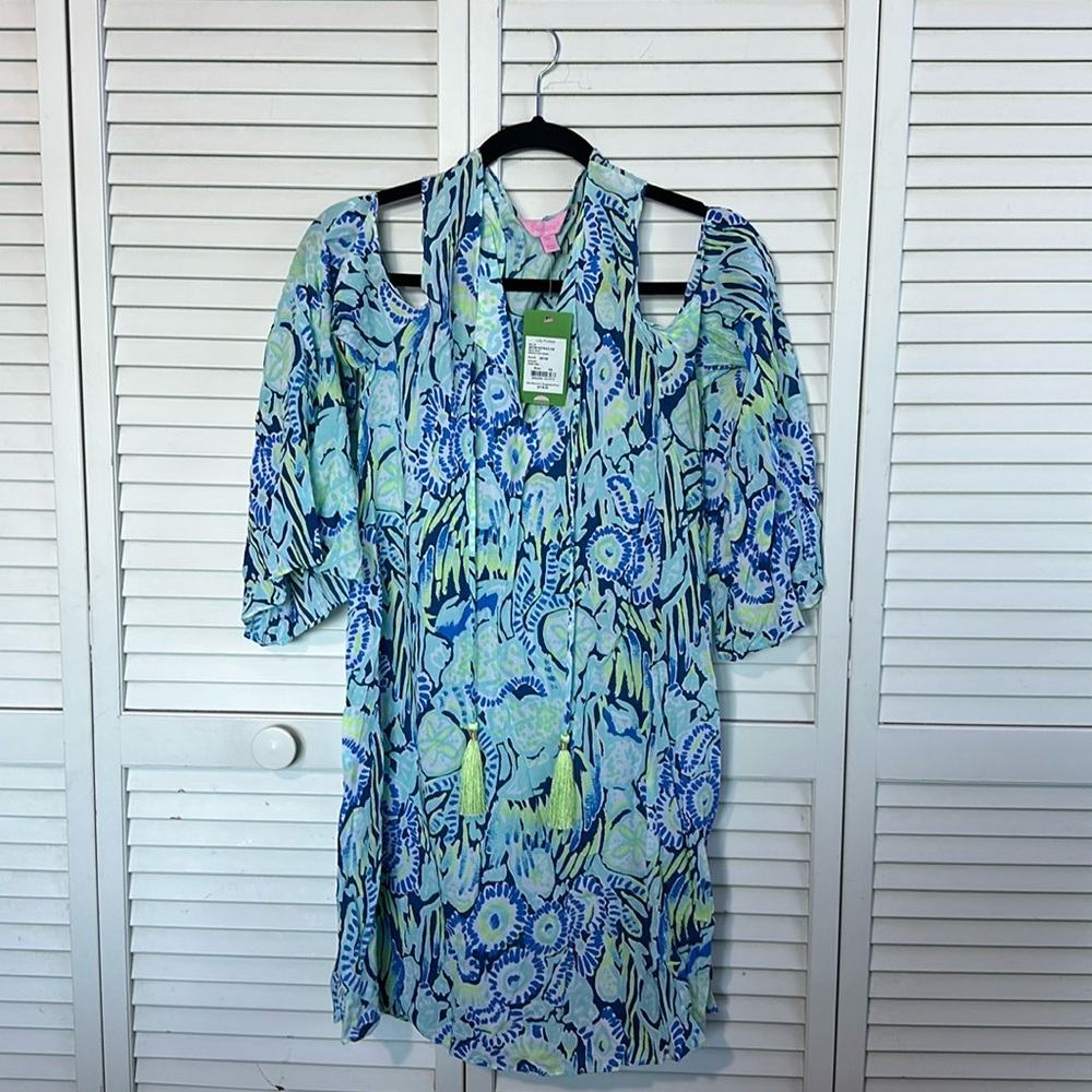 NWT Lily Pulitzer benicia tunic dress indigo sunset swim XS